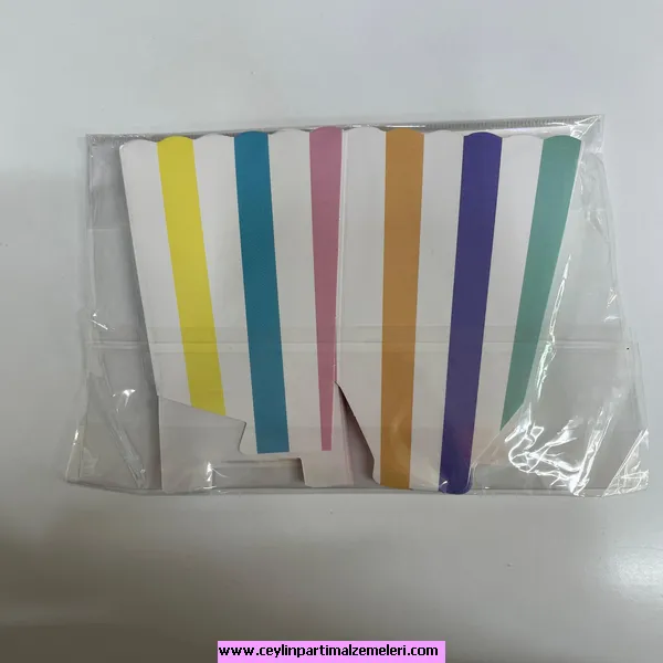 Makaron Çizgili Popcorn Kutusu